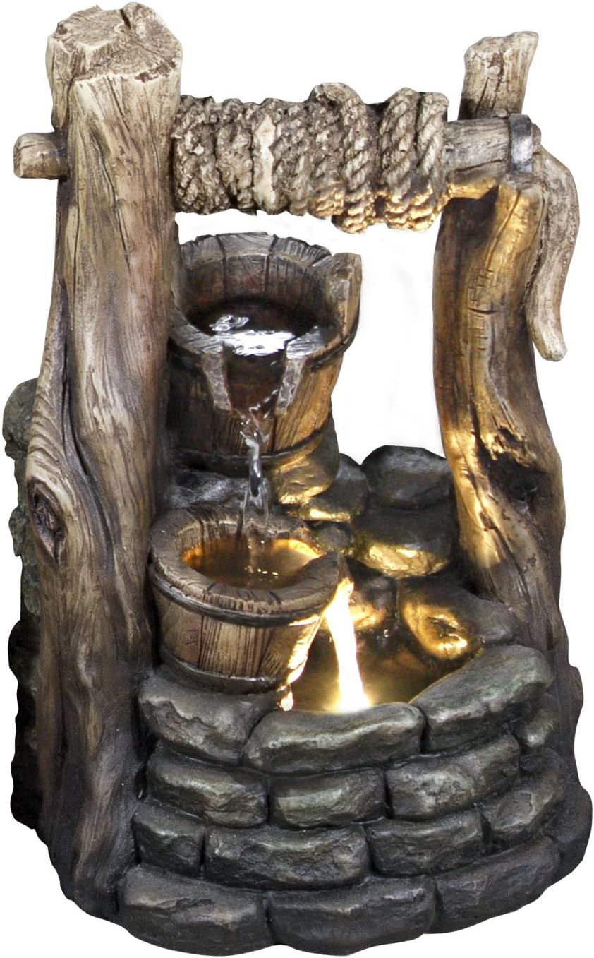 Hi-Line Gift Ltd Fountain-Well with 2 Buckets & LED, Multi