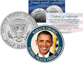 Barack Obama 2009 Nobel Peace Prize Colorized JFK Half Dollar U.S. Coin