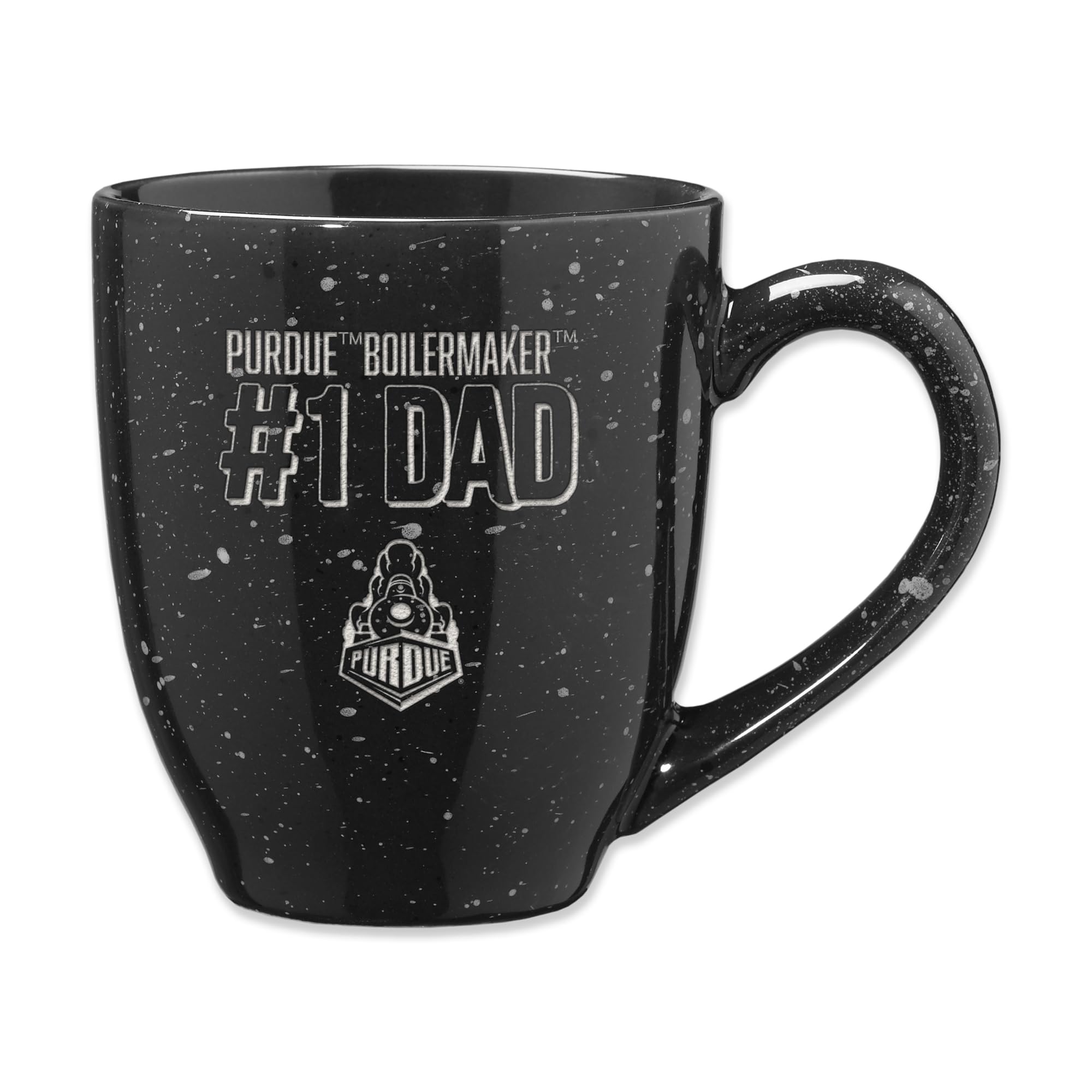 Tasse Purdue Boilermakers en céramique gravée laser élégant mug noir moucheté 473 ml