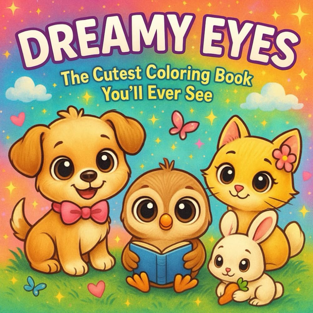 Dreamy Eyes — The Cutest Coloring Book You’ll Ever See: Adorable animals with big baby eyes — easy, relaxing, and heartwarming pages for kids ages 5–8. (Paws & Dreams)