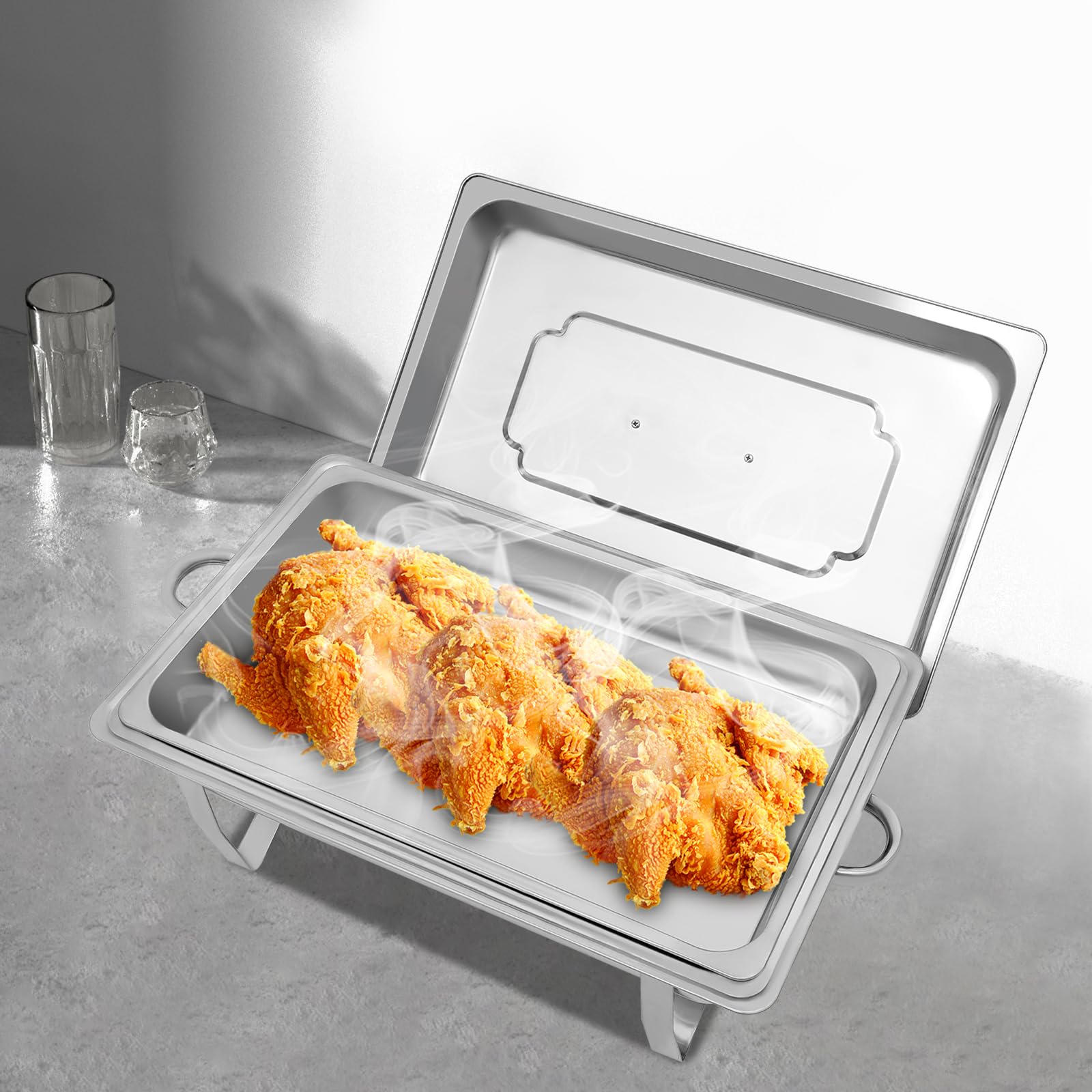 Juego de 9 litros para buffet de platos con práctica tapa, calentador de alimentos, calentador de buffet con patas, recipiente térmico para catering, buffet y fiestas