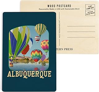 Albuquerque, New Mexico, Hot Air Balloons, (4x6 Birch Wood Postcards, 2-Pack Stationary, Rustic Home Wall Decor)