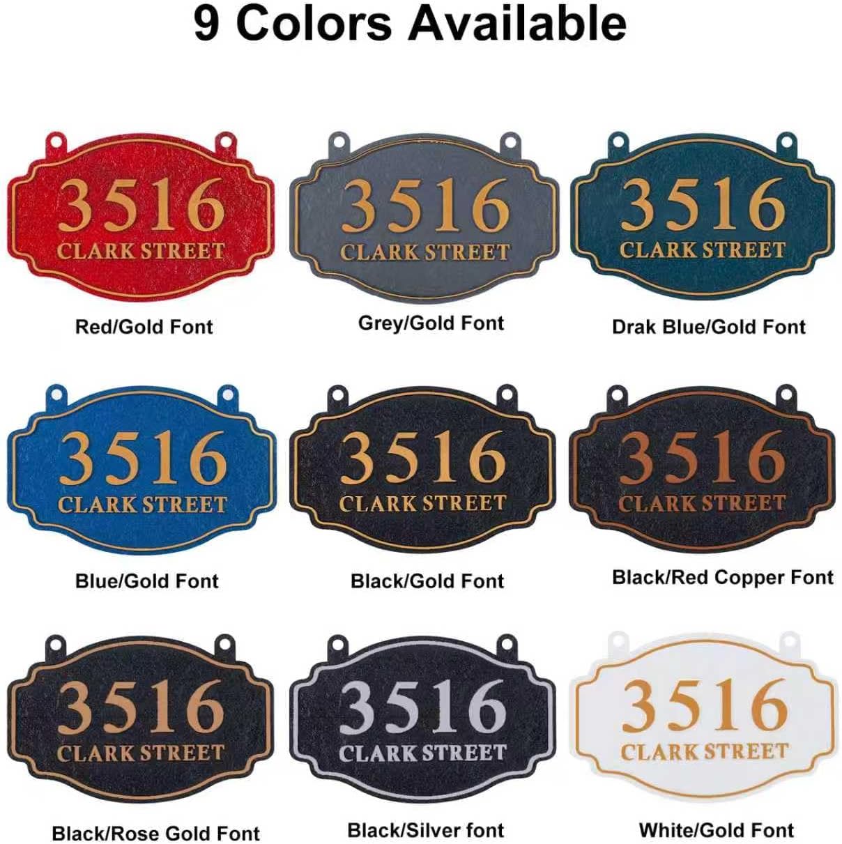 Custom Hanging Address Signs,Personalized House Address Sign, Address Plaque,Address Numbers for House Outside Mailbox, Lamp Light Post/Double Side with Hooks,Style 1