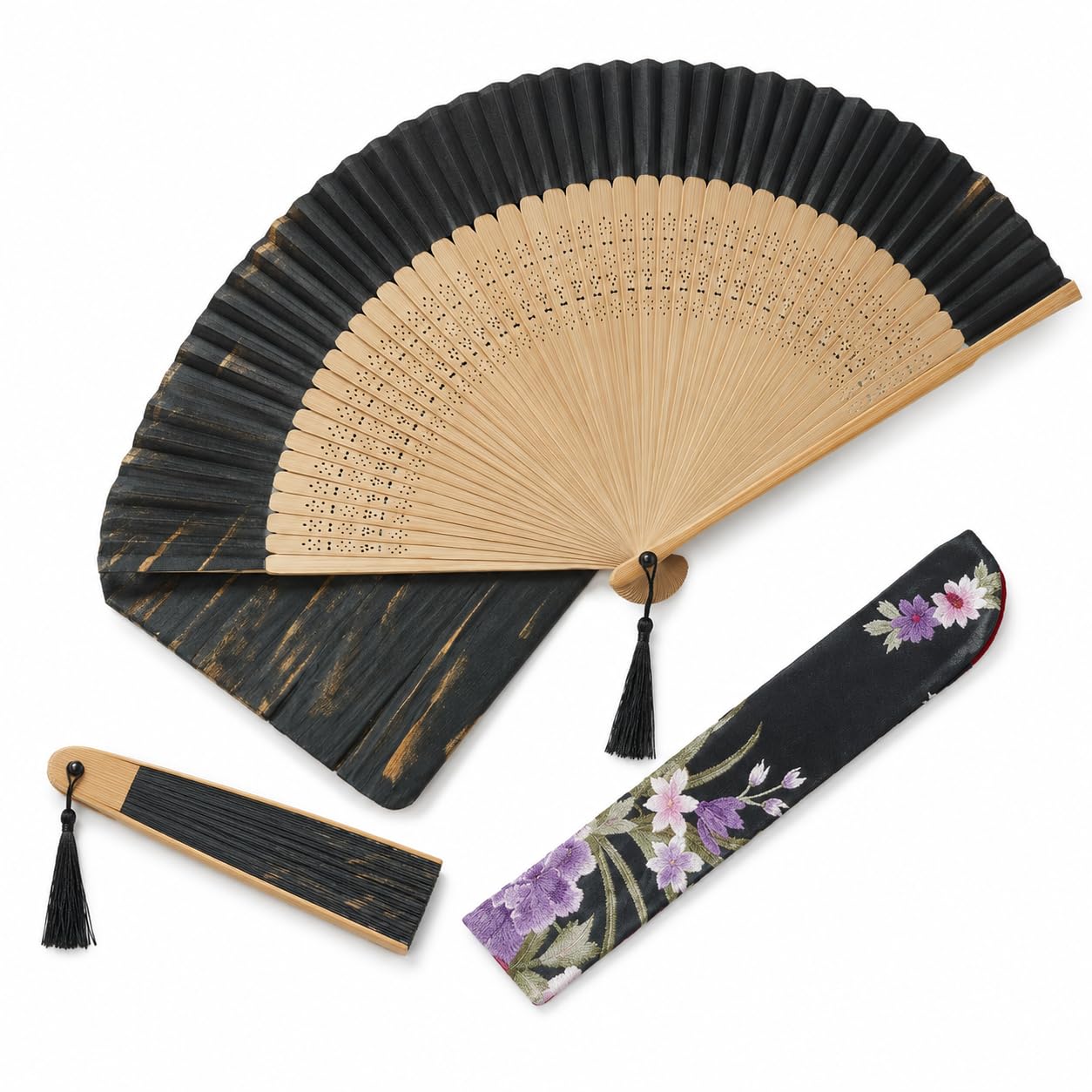 Zmyueda Women's Colorful Folding Hand Fans, Hand Fans Foldable Nylon, Suitable For Craze, Church, Decoration, Edm, Music Festival, Dance, Party, Performance, Gift