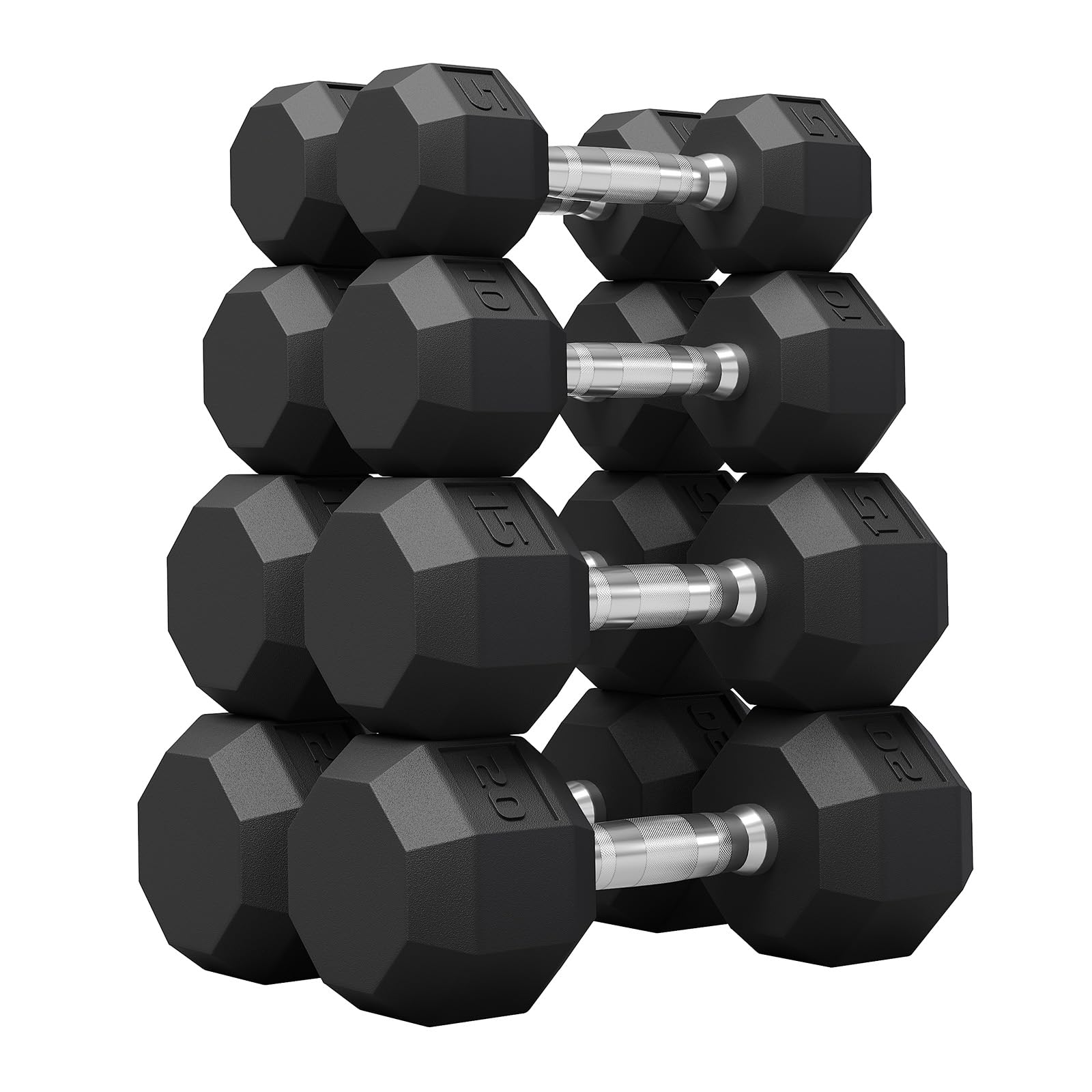 PVC Hex Dumbbell Weight Set Multiple Sizes Exercise Fitness Dumbbells 100LB Set 5 10 15 20LB x2 110LB