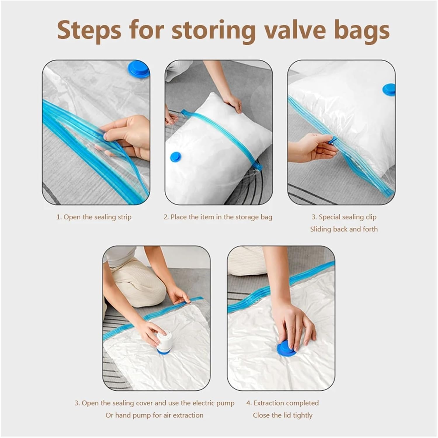 Folding Compressed Organizer Dustproof Vacuum Compression Sealer Bag Space Saving Hand Pump for Clothes Blankets Bedding