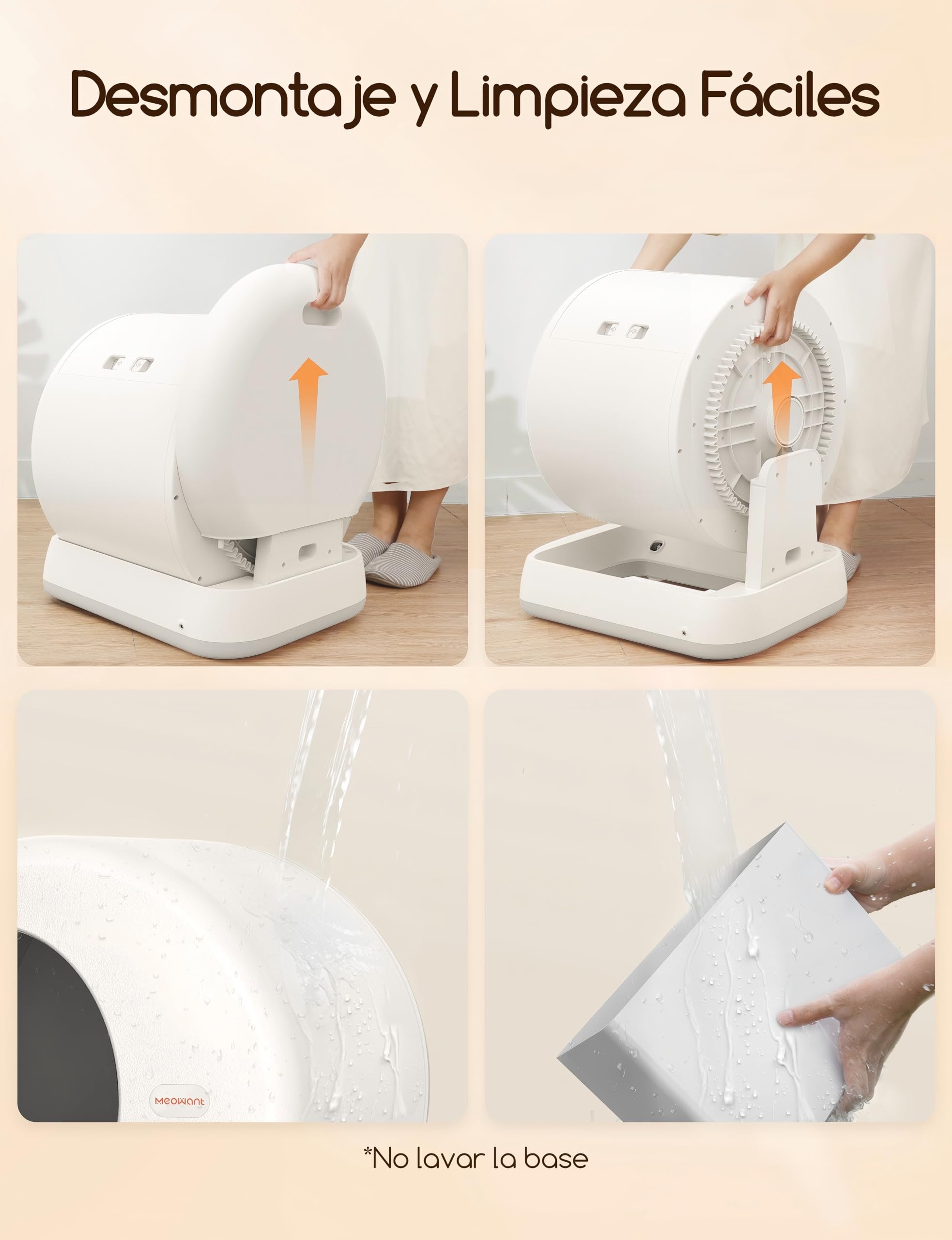 Arenero Gatos Autolimpiable MeoWant con Sistema de Seguridad Avanzado, Arenero Automatico, Extragrande, con Control de Olores y Control por Aplicación, con Tapete y Forro