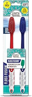 GuruNanda Floss 퓨전 칫솔, 듀얼 액션 소프트 치실 칫솔모, 깊은 세척을 위한 초미세 테이퍼드 칫솔모, BPA 및 PFAS 프리, (2개)