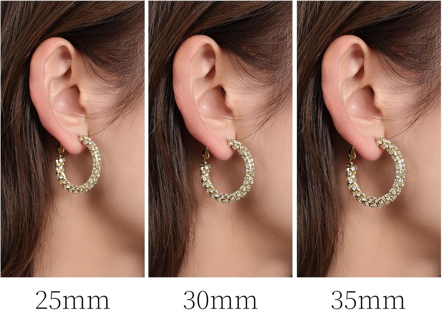 SayovatBek 14K Gold Plated 25–35mm Lightweight Hoop Earrings for Women, Cubic Zirconia, 925 Sterling Silver Post, Hypoallergenic Jewelry - Image 4