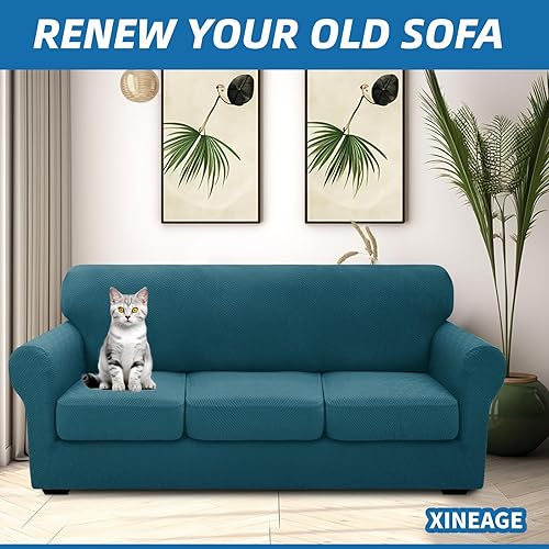 Vista 68 de XINEAGE Funda reclinable de 4 piezas de jacquard elástica con bolsillo, protector de silla reclinable lavable para niños, mascotas, perros y gatos