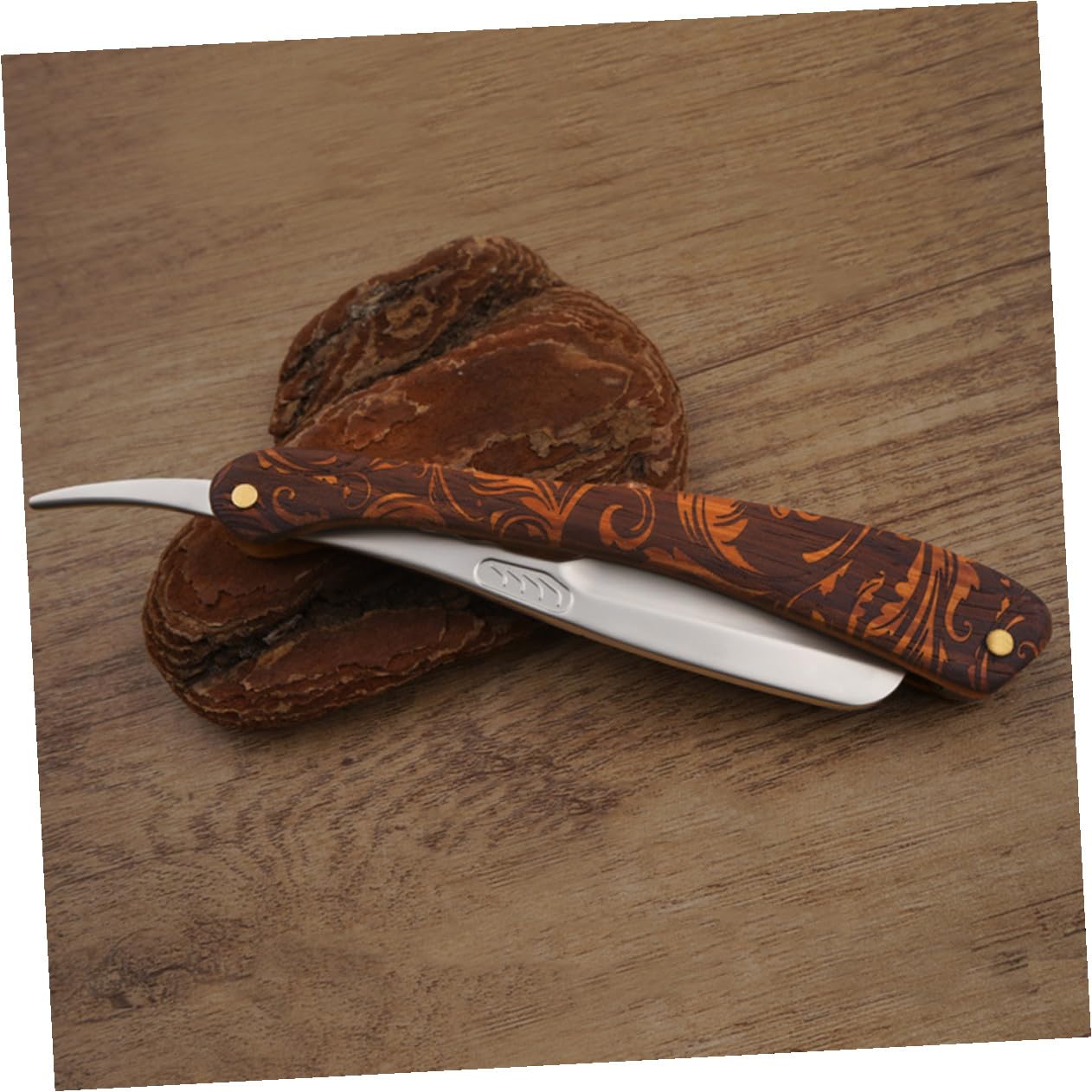 Rasoio Professionale in Acciaio Inossidabile Manico in Legno Vintage per Rasatura Manuale Precisa e Uso Commerciale o Personale