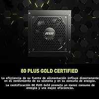 Vista 7 de MSI MAG A850GL PCIE5, Fuente de alimentación compacta completamente modular Gaming 850W, 80+ Gold, lista para ATX 3.1 y PCIe 5.1, cable 12V-2x6