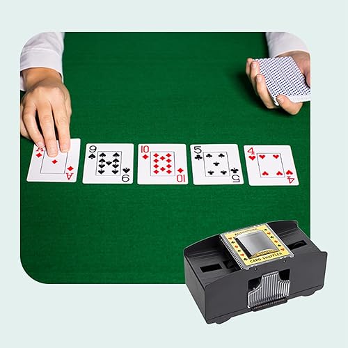 Miniatura 4 de Barajador automático de tarjetas, funciona con pilas, fácil operación, plástico duradero, baraja 2 barajas, para póker, Texas Poker, Blackjack,