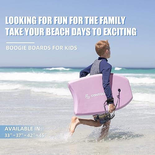 Vista 12 de Reed Body Board 33 Inches Bodyboard Body Boards for Beach Kids Lightweight EPS Core Dual Channel Double Swivel Coiled Wrist Leash for All Surfing