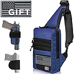 TECEUM Tactical Compact Sling Bag with patch - CCW for Everyday - For R&L Hand - Shoulder Crossbody Bag for Concealed Carry of Handgun - Pack (Blue)