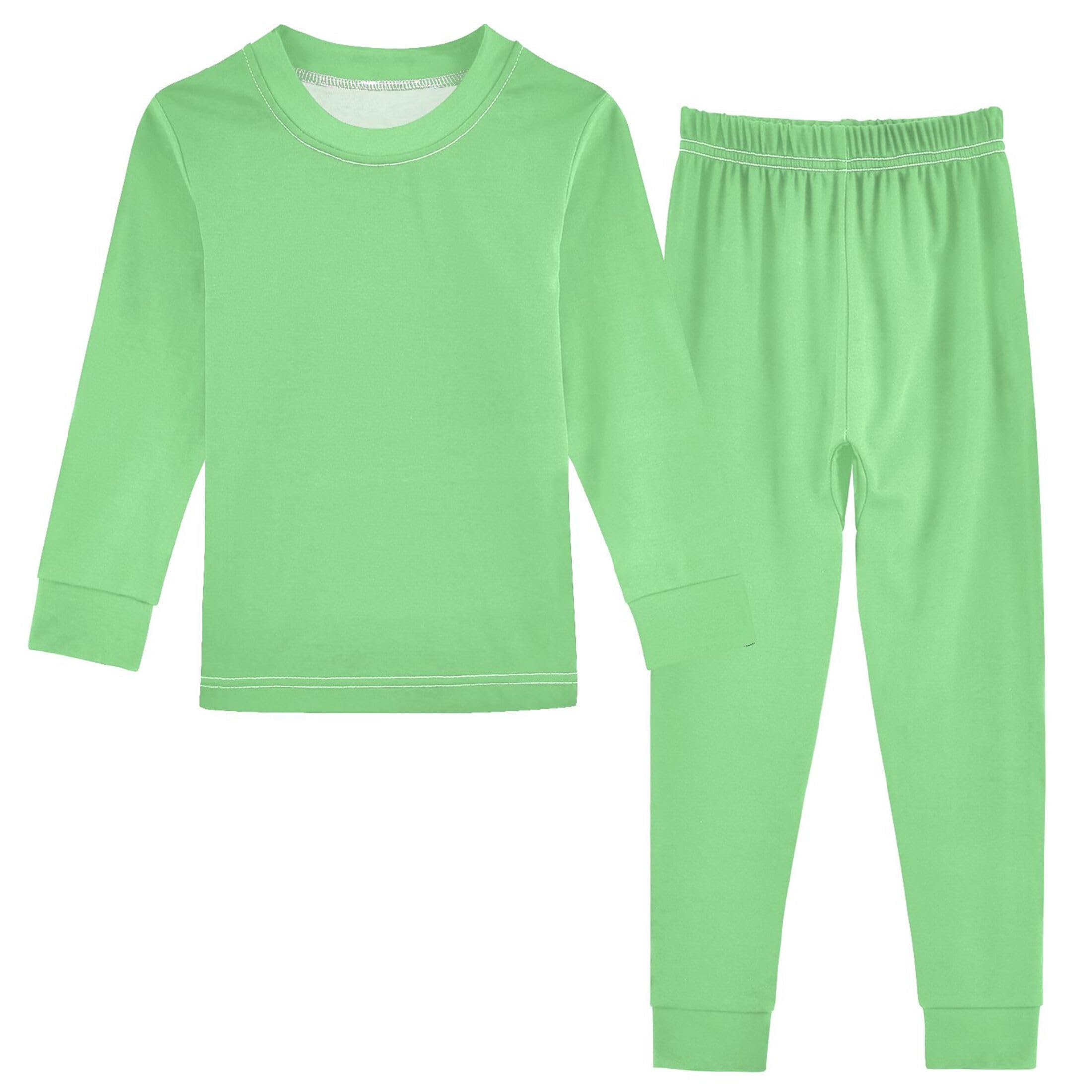 Light Green Long Sleeve Pajamas Set Sleepwear Jammies 2pcs Set Pjs Light Green 01