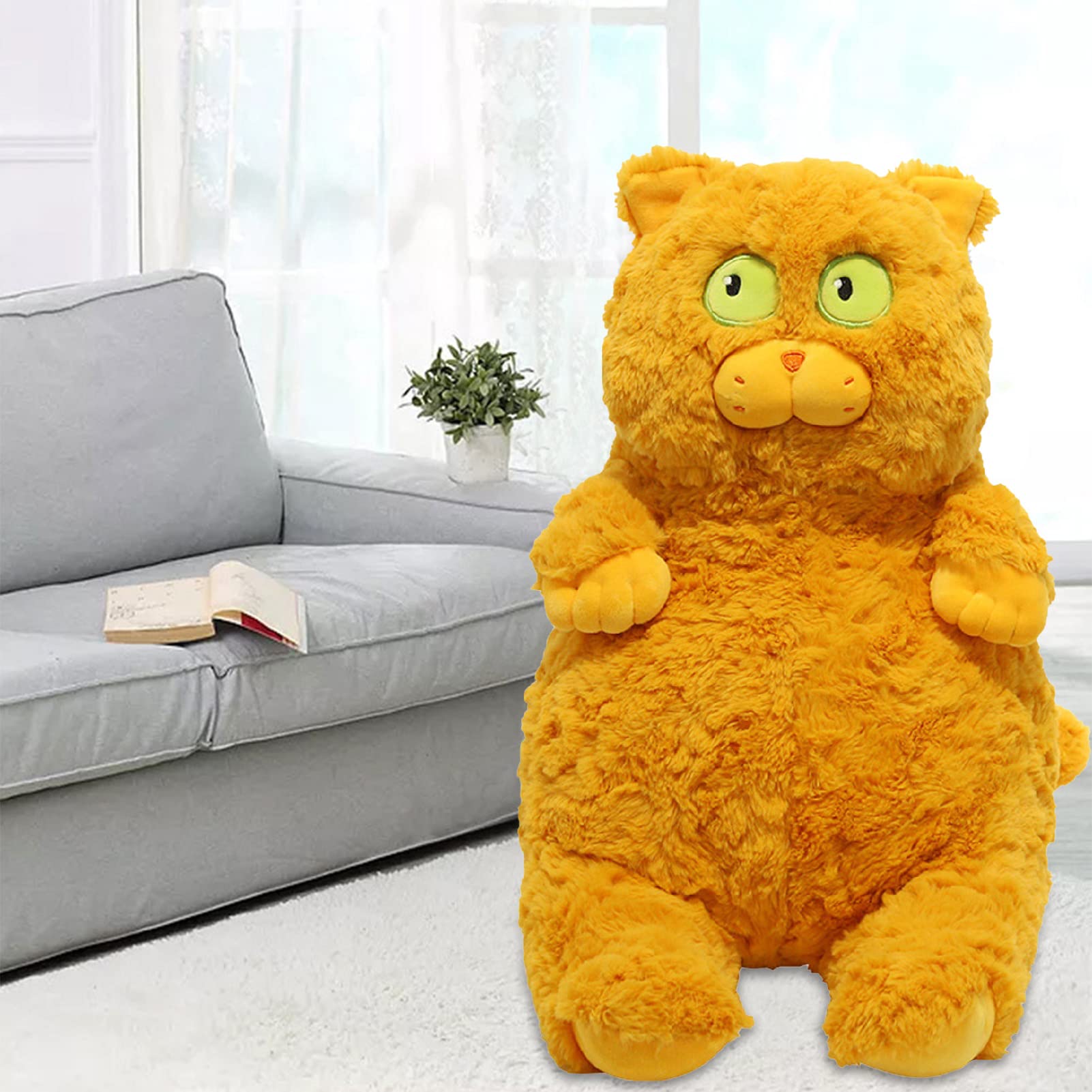 lyrlody Juguete de Peluche para Gato, Almohada Corta de Felpa para Gato, 400g, Relleno Completo, Diseño de Mirada Fija, Juguete de Gatito de Peluche Suave para Cama, sofá, Siesta, Decoración del