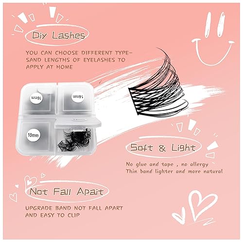 Miniatura 7 de Extensiones de pestañas falsas en racimo Ninglash NF14, para maquillaje de viaje, rizado D, para colocar en casa, 96 piezas de extensiones de