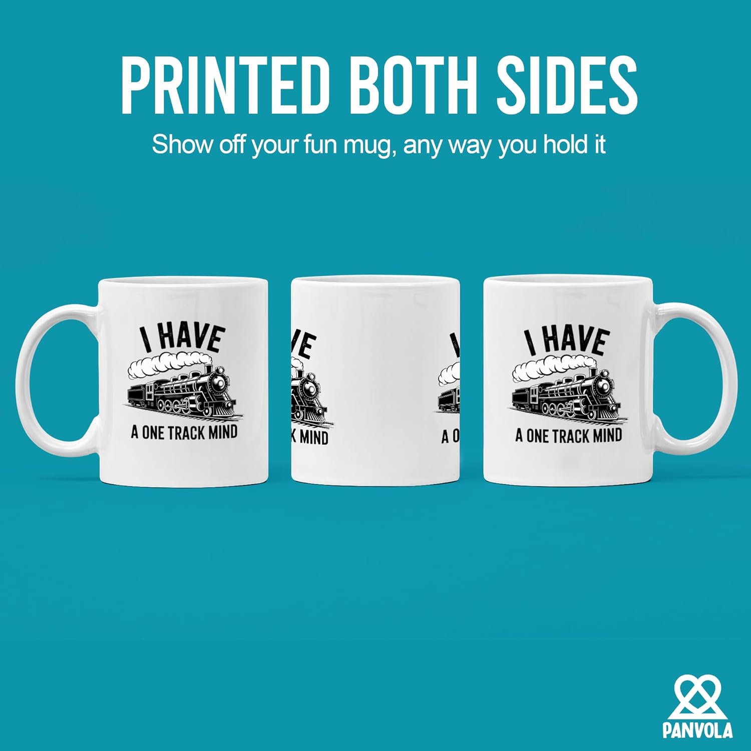 Panvola I Have A One Track Mind Train Lovers Gifts For Women Men Retro Steam Engine Railroad Engineers Train Drivers Novelty Drinkware Ceramic Mug 11 oz White - Image 3