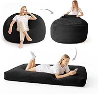 Vista 30 de Puf de 3 pies, puf con relleno, espuma viscoelástica altamente resistente, puf redondo de felpa, mueble para sala moderna, silla de lectura de ocio