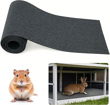 Rabbit Scratch Mat 12inchx6.56ft Self Adhesive Bunny Scratching Pad Cuttable Claw and Teeth Care Rabbit Chew Toys for Cage Small Animal Scratching Rug for Biting Sleeping NestingDark Gray