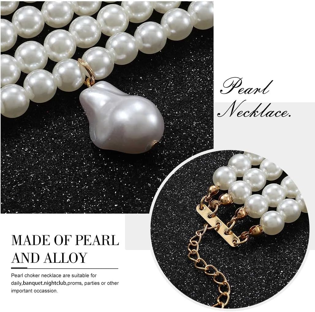 Jovono Pearl Choker Necklace Chunky Faux Pearl Collar Necklaces Boho Layered Statement Necklace Jewelry for Women - Image 6
