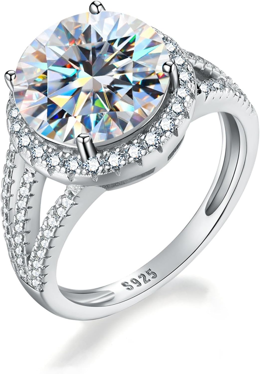 5ct Round Cut Moissanite Rings for Women D Color VVS1 Women Rings 925 Sterling Silver Rings Moissanite Engagement Rings with Certificate