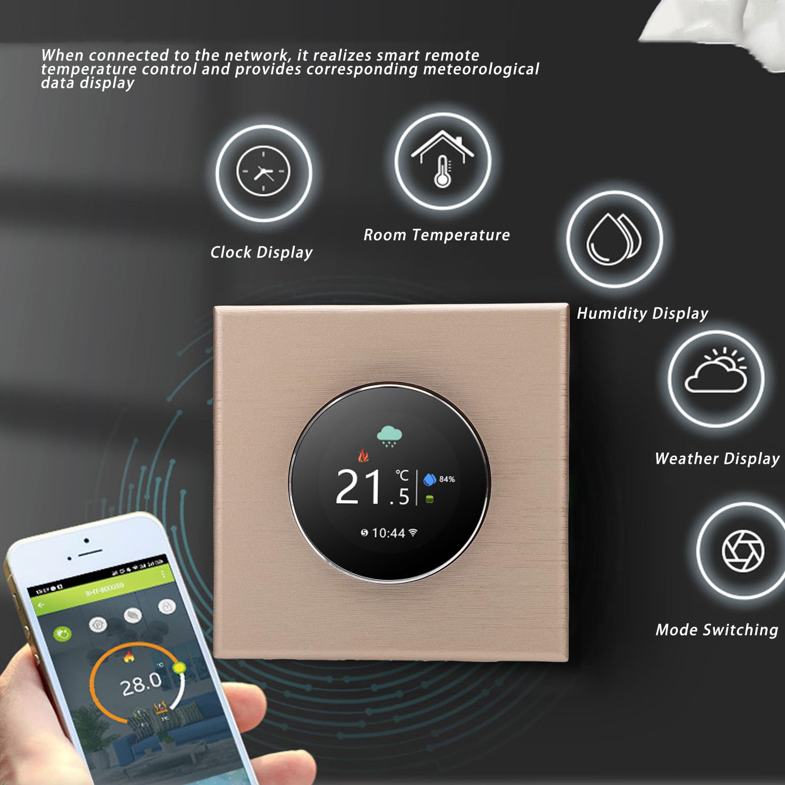Fafeicy Termostato Intelligente, Termostato WiFi con Display Digitale a Colori e Schermo Touch for di Riscaldamento a Pavimento Ad Acqua