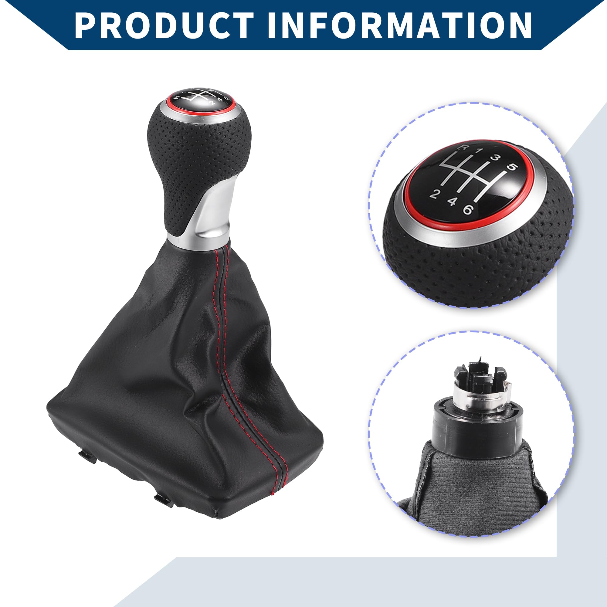 Pomello Cambio Manuale Per Audi S-Line 07-15 1 Pezzo | Per Audi S4, Colore Nero Rosso, Materiale Ecopelle Plastica, Diametro Foro 12mm, Dimensioni 14.5x10.6x24cm, 1 Pezzo