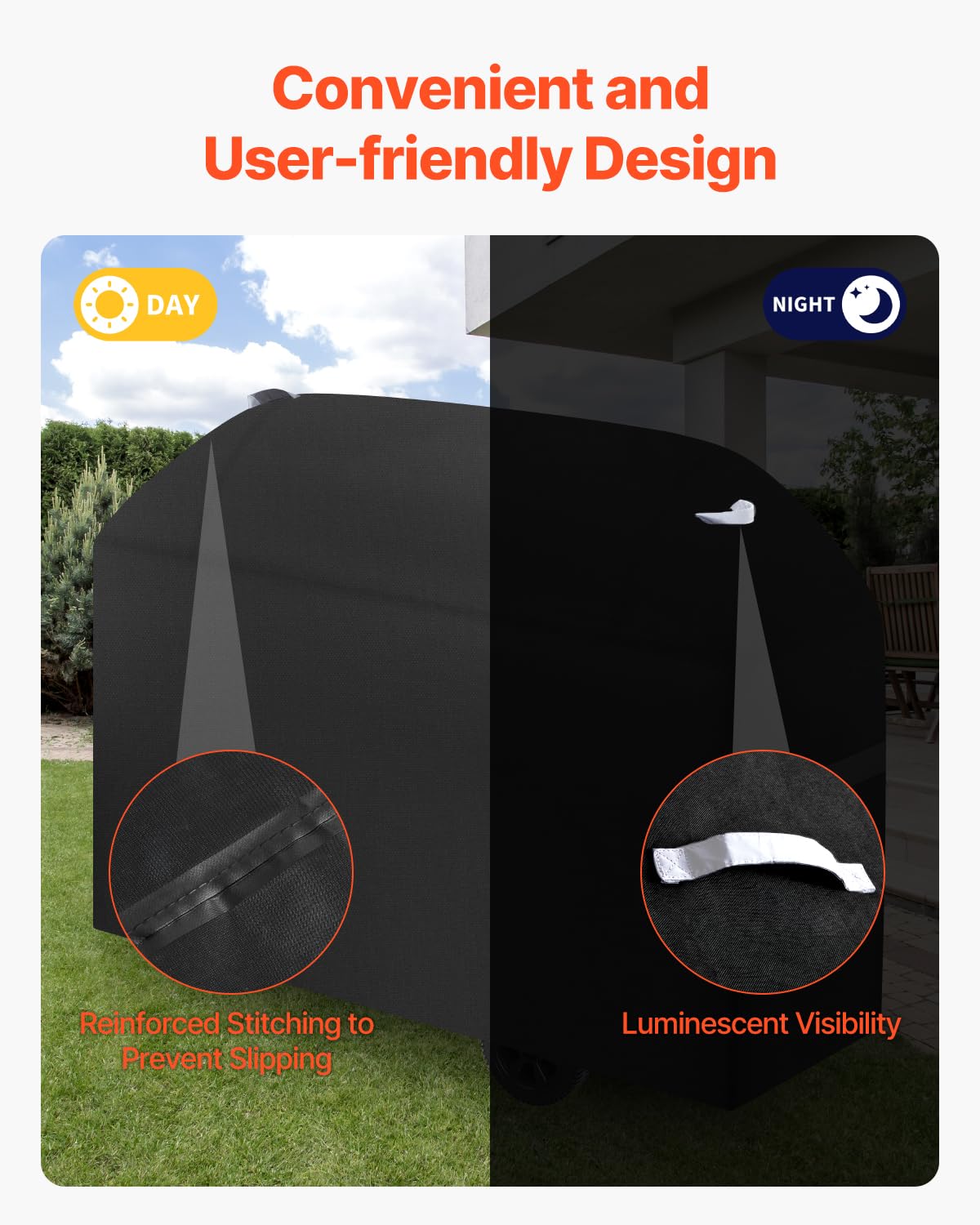 VEVOR Grillabdeckung – 165 Cm, Wasserdicht Aus 600D Polyester, Mit Klettverschluss Für Gas- & Außengrills