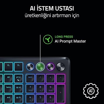 Razer Pro Type Ergo - Kablosuz ikiye ayrılabilir ergonomik RGB klavye - Ultra ince içbükey tuşlar - AI Prompt Master - Makro tuş sırasına sahip tam boyutlu - QWERTY US düzeni | Siyah