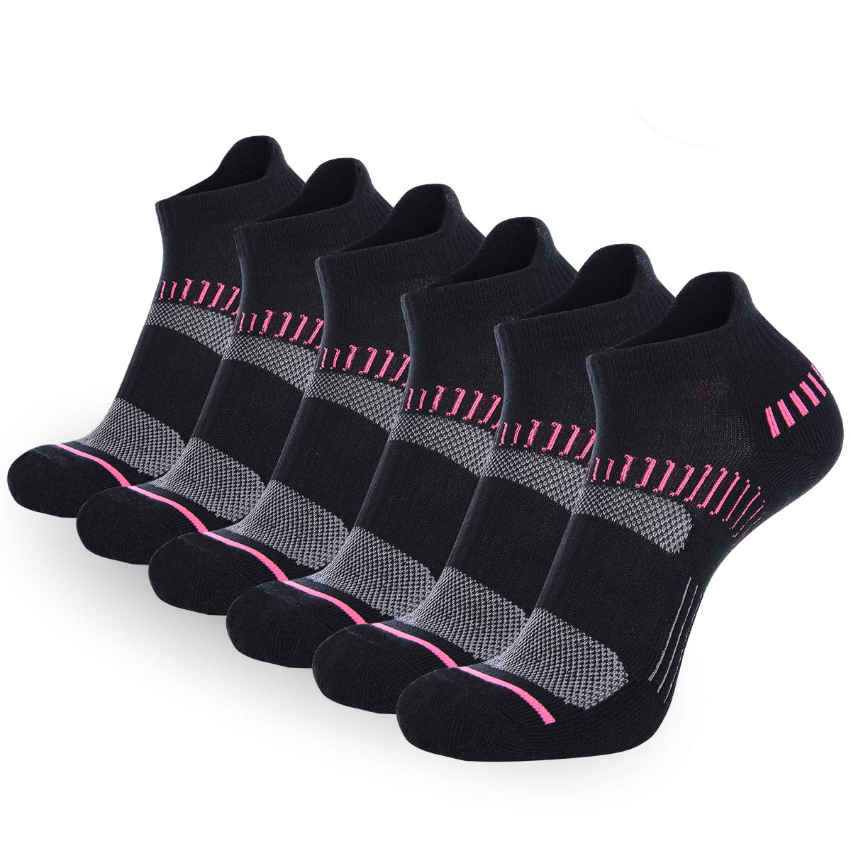 FLYRUN Womens Athletic Ankle Socks Women 6 Pack Performance Cushioned Low Cut Running Tab Socks