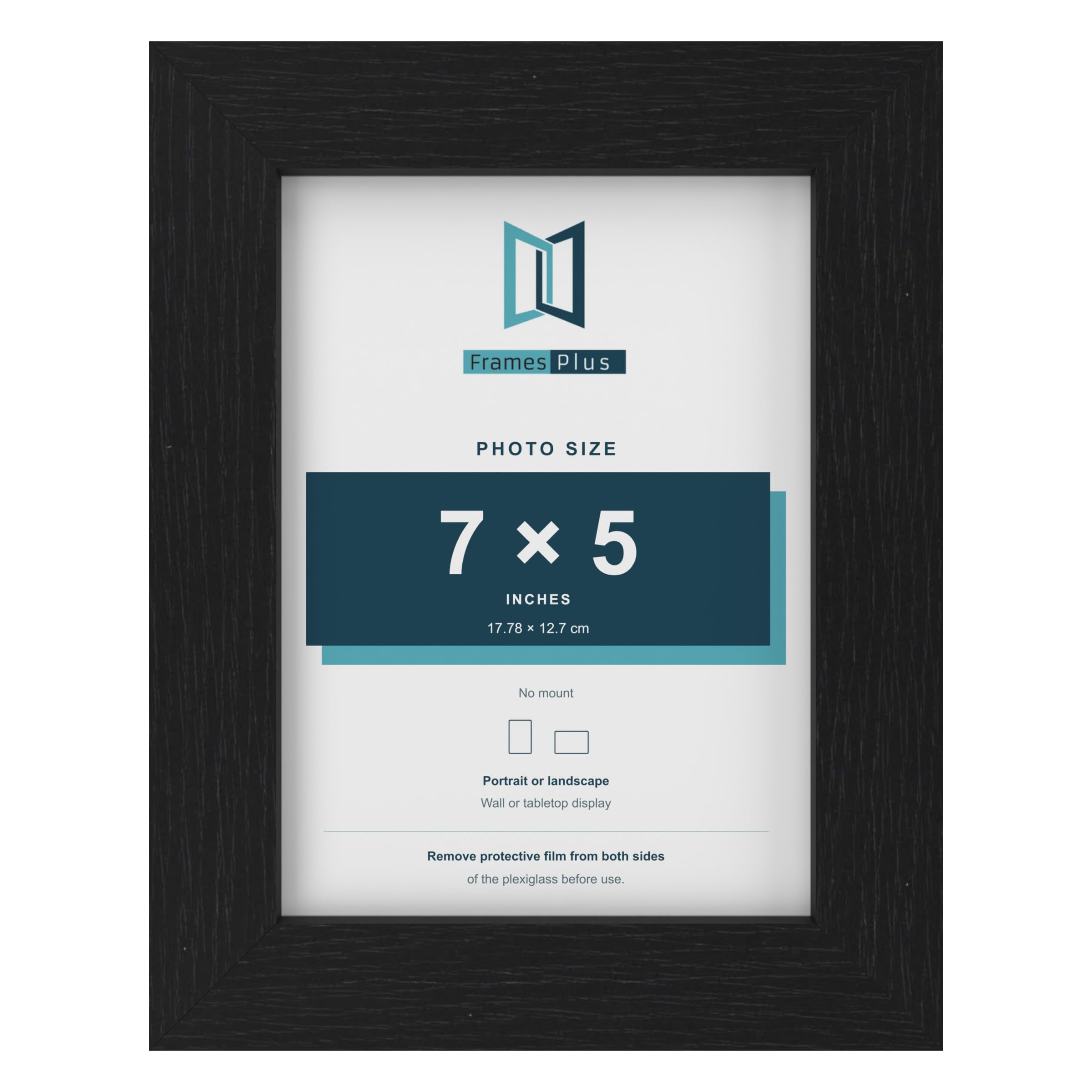 FramesPlus 7x5 Inch Photo Frame, Black, Modern Picture Frame with Stand — image 1