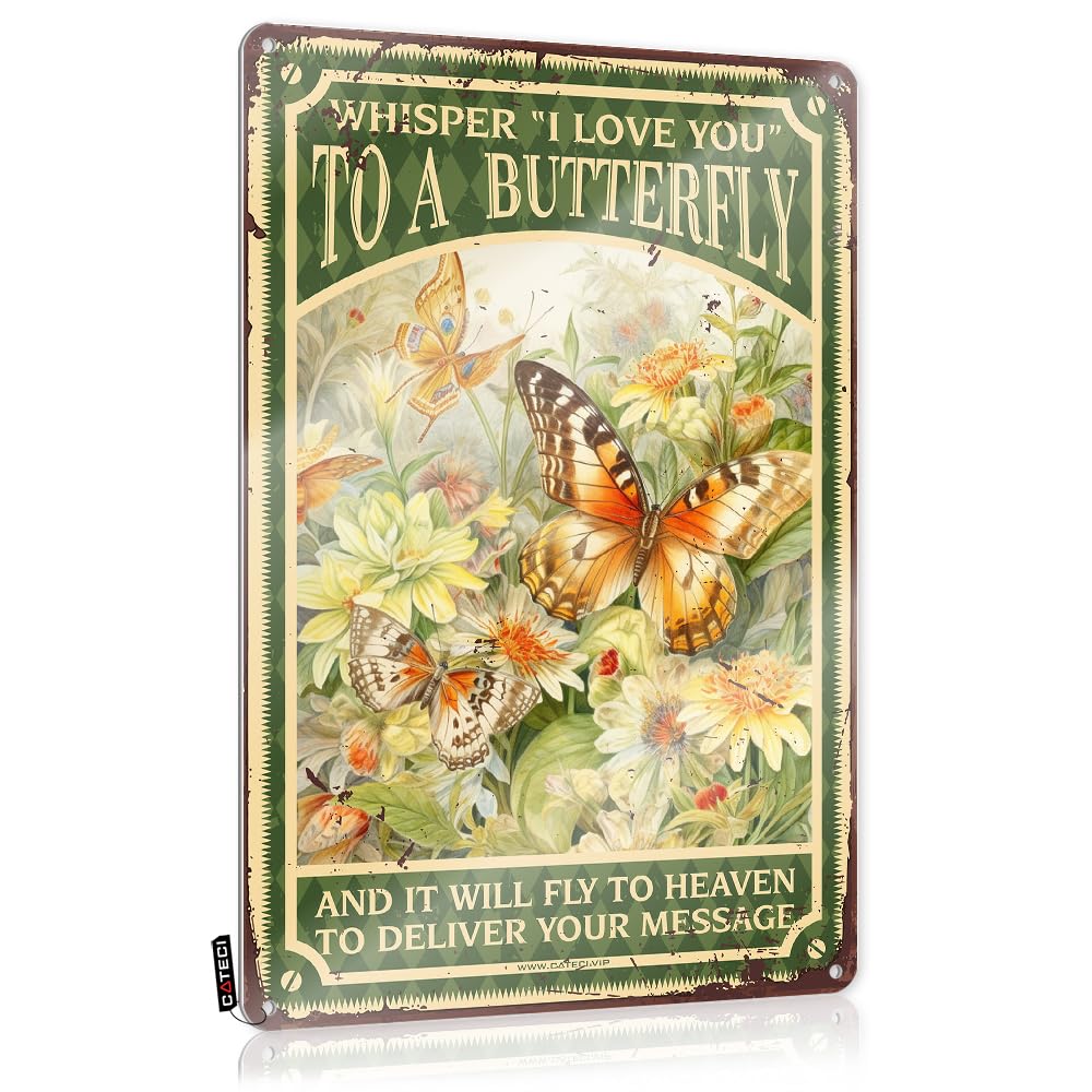 MGHTLCCME Stuff For Boys Room Whisper I Love You A Butterfly Poster Tin Sign Garden Wall Decor For Outsidespooky Decorkitchen Decorhome Office For Women Vintage Decor Drinking Signs Funny(30X40CM)