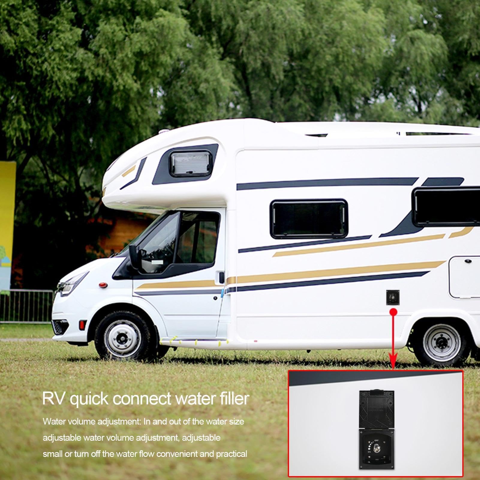 Kit de cabina de ducha al aire libre, grifo de agua ajustable de conexión | rápida y resistente a la intemperie, manguera de de baño para autocaravana exterior con cabezal de ducha, para c
