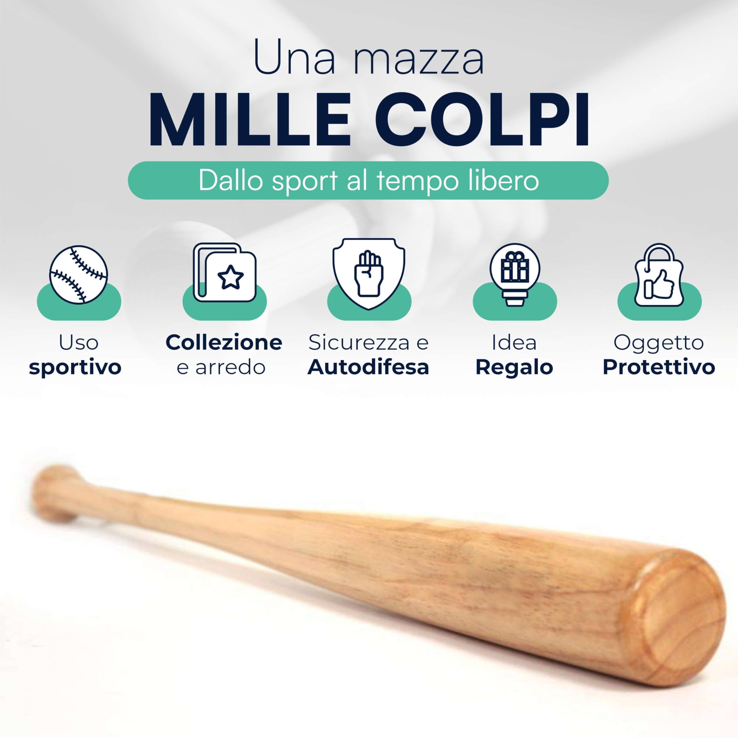 TEMPO DI SALDI Batte de Baseball Softball en Bois 63 Cm 700 Grammes pour Sport Idée Cadeau