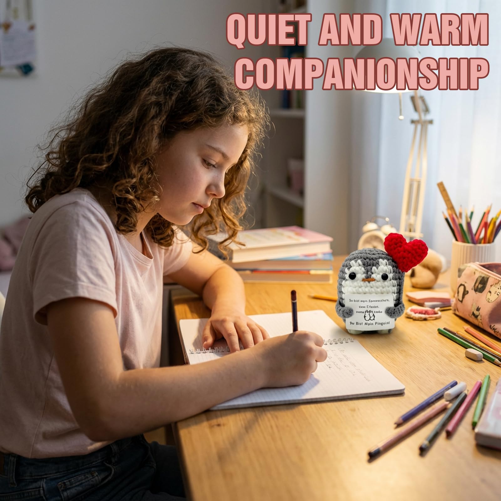 Pingüino Amado Positivo, Regalo Original y Divertido, Regalos de San Valentín, Cumpleaños y Fiesta, para Niña Niño Mujer Hombre Hermano Hermana Amigo, Sorpresa Oficina Compañero