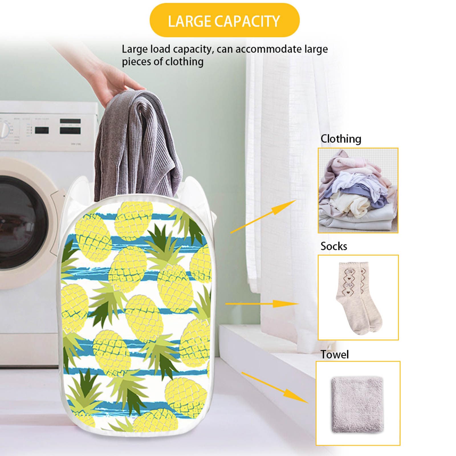 Lannvan Wasmand, 40 x 35 cm, opvouwbare opbergmand, vuile wasmand van katoenen touw met handgrepen, speelgoedmand, voor woonkamer, badkamer