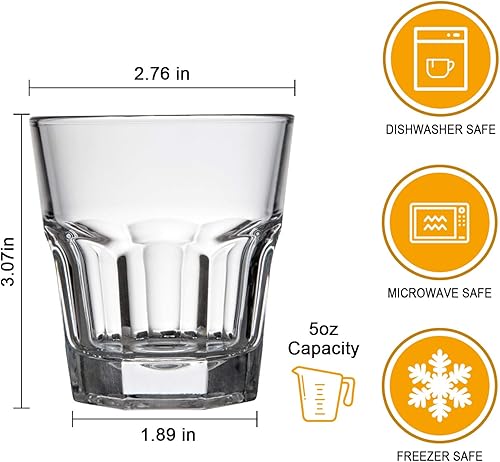 Miniatura 2 de QAPPDA Vasos de whisky de 5 onzas, vasos de cóctel a la antigua, vasos de bourbon para licor, juego de vasos de chupito de base pesada, vasos de