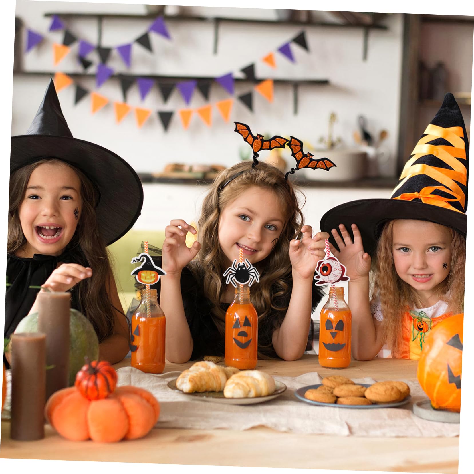 6confezioni Cannucce di Carta da Stampare per Halloween di Cannucce Decorative Strisce Colorate per Feste in Casa e Articoli per Feste