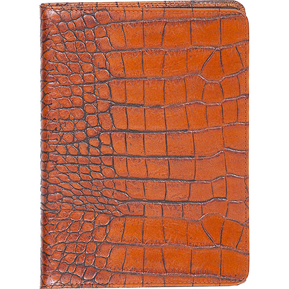 Scully Croco Embossed Leather Desk Journal - Blank Page Notebook (Croco Brown)