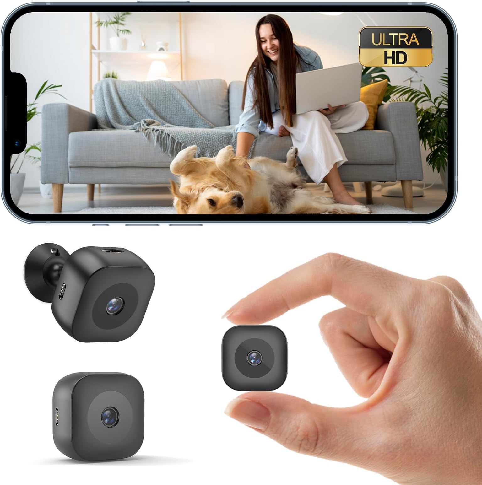 Hidden Camera,Security Mini Camera‌,HD ‌WiFi Wireless with SD Storage & Motion Detection for Home Office Compact Indoor