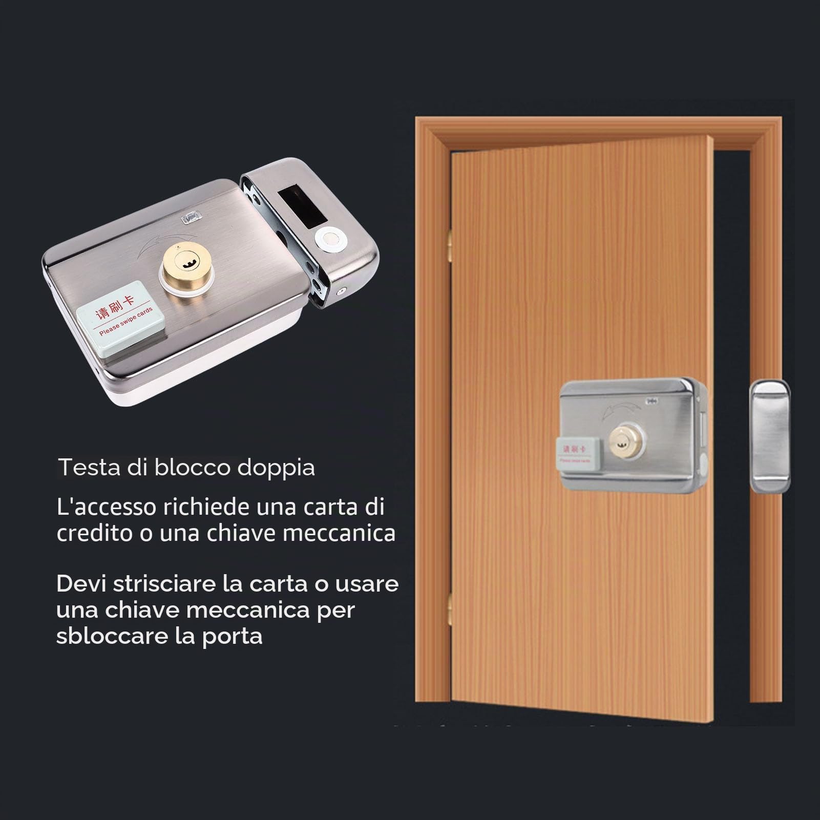 Serratura Elettrica Elettronica per Porta Esterna, Magnetico e Infrarossi, Installazione Senza Fili, 88mm, Smart e Silenziosa - Sicurezza Elevata per Casa e Ufficio