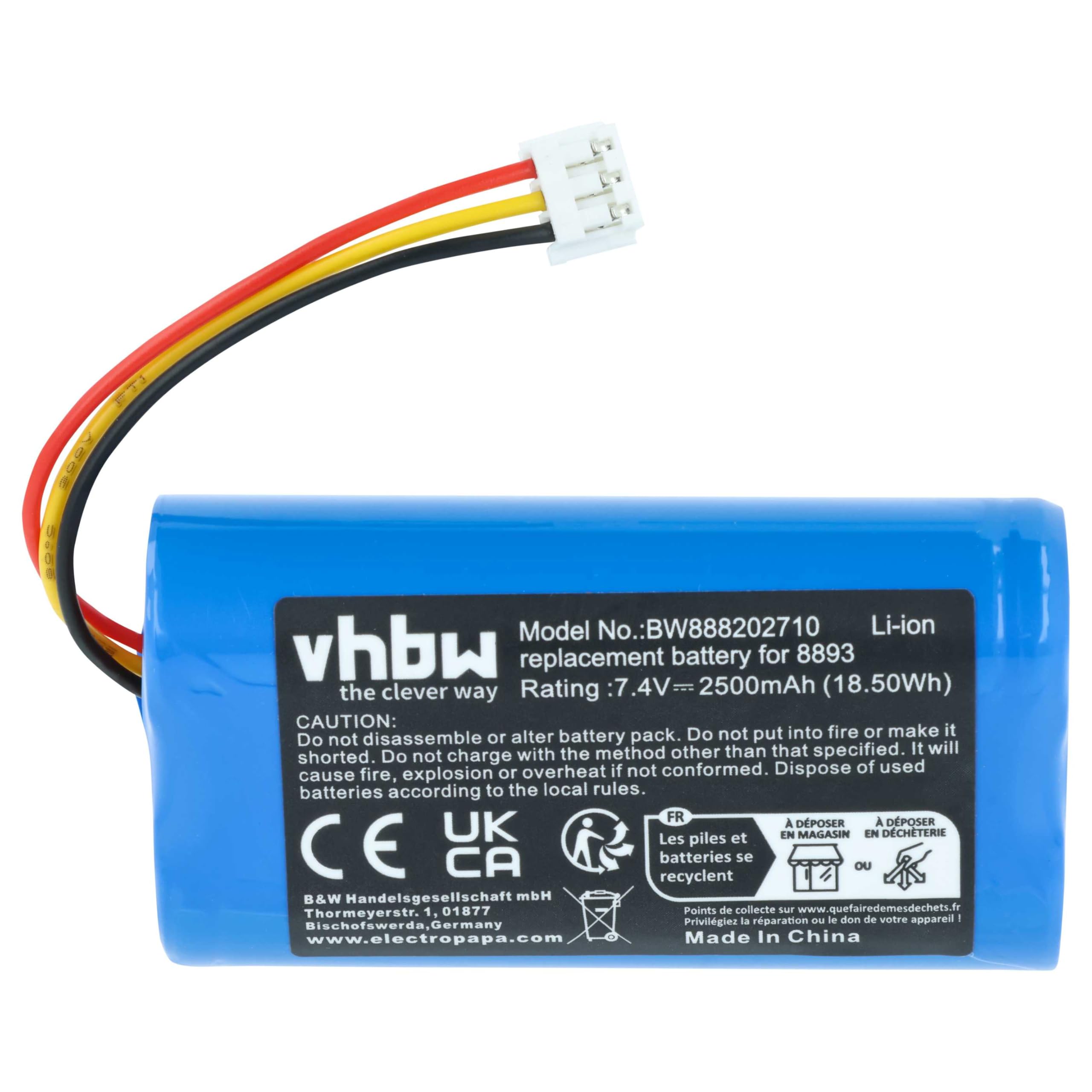 vhbw Akku Ersatz für Gardena 08894-00, 08894-00.640.00, 08894-00.641.00, BF14405 für Elektrowerkzeug (2500 mAh, Li-Ion, 7,4 V)
