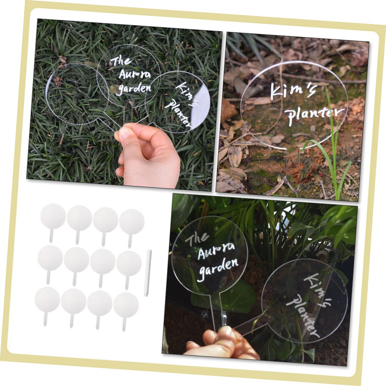 3 Sets Pflanzenetiketten Mit Stift Acryl-pflanzenmarkierungen Für Den Garten Leicht Zu Schreiben Und Zu Löschen 12 Stück * 3