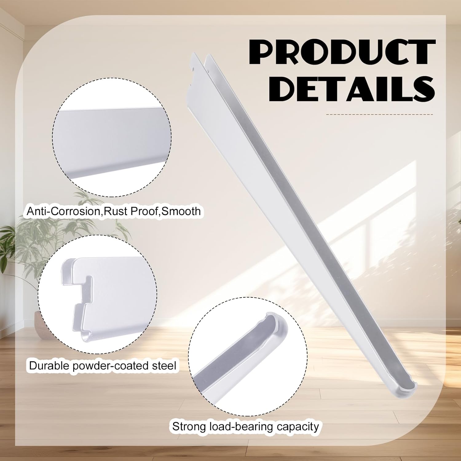 CroBlissful 20 Pcs Adjustable Shelf Brackets for Double Track System Closet Organization Heavy Duty Wire Shelf Brackets (White,9 Inch)