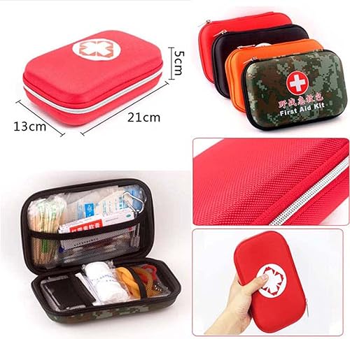 Miniatura 6 de Pequeño kit compacto de primeros auxilios, bolsa de almacenamiento de emergencia médica para viajes, camping, deporte, color rojo