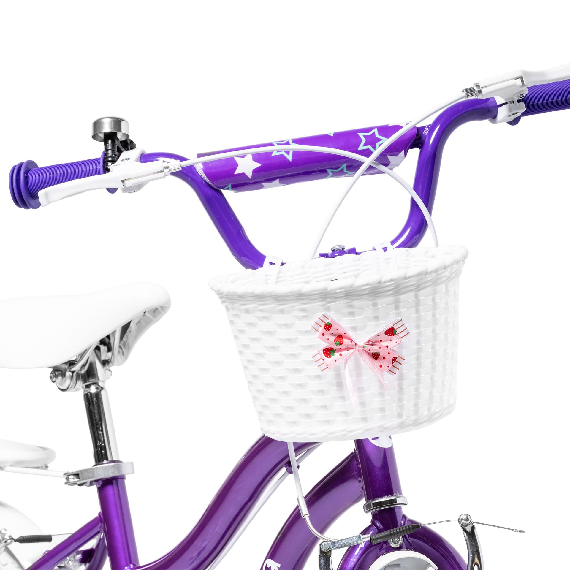 ATAA Bicicleta Infantil Stars para Niñas con Ruedines, Cesta, Timbre y Porta Equipaje – 14” y 16” – Diseño Seguro y Divertido