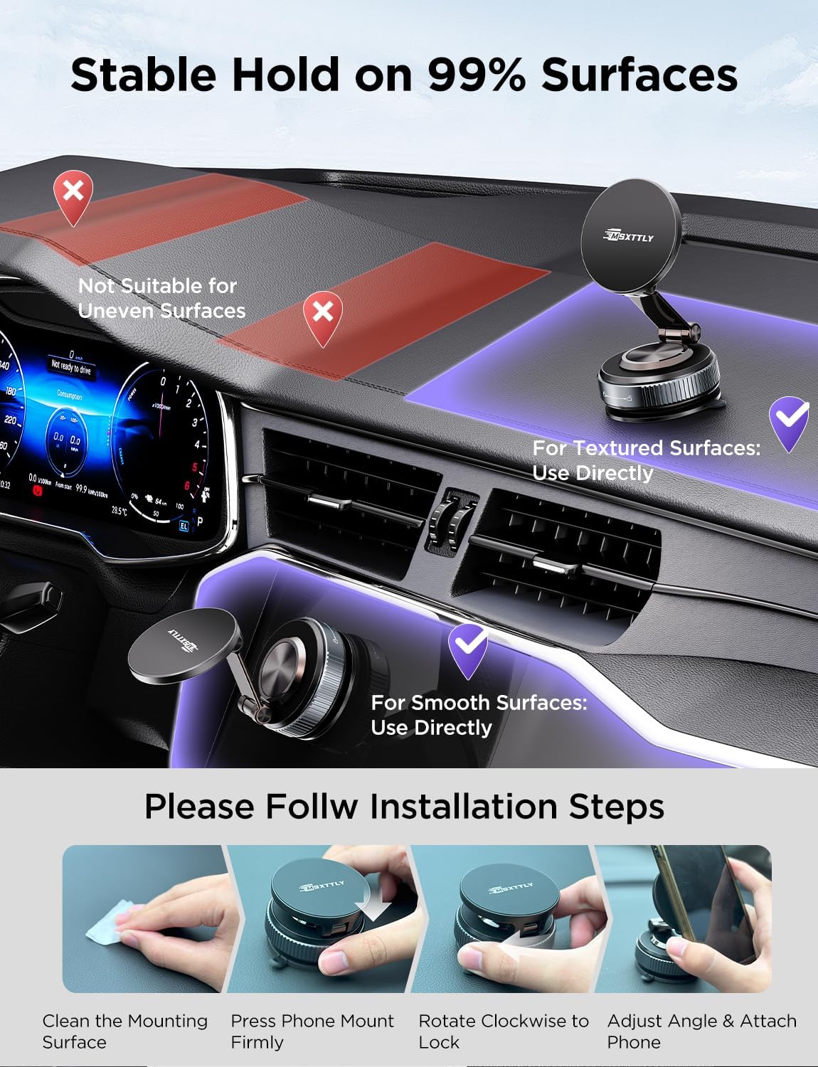 Car Phone Holder Magnetic Phone Mount for Car 360°Adjustable 2026 Phone Holders for Your Car Travel Gifts Cell Phone Car Mount Compatible for iPhone 17 Pro Max 16 15 14 13 12 Air Plus - Image 5
