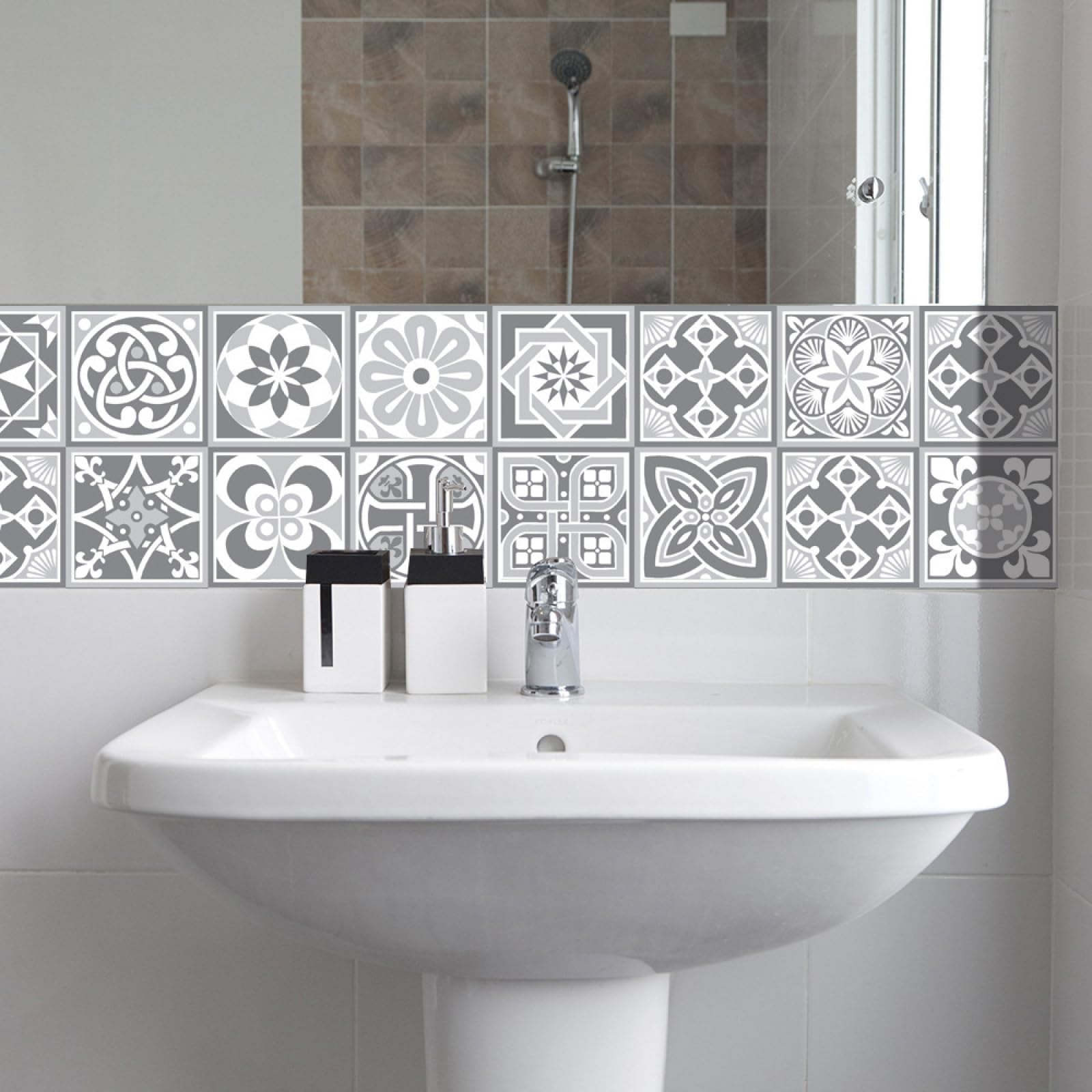 Piastrelle Adesive Cucina Modello Grigio Chiaro Pavimento pvc Adesivo Mobili Decorazioni Piastrelle Adesive Bagno Impermeabile Resistenza all'olio Mattonelle Adesive
